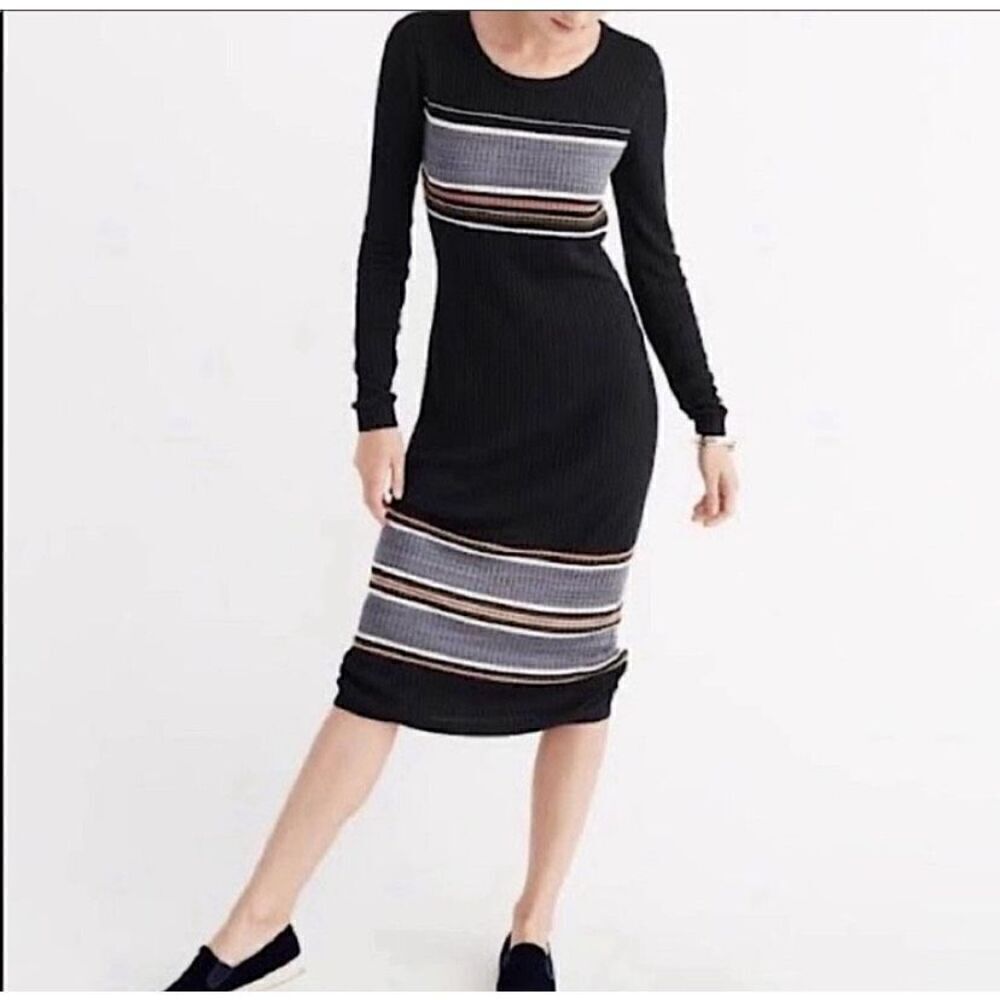 Abercrombie & Fitch Striped Ribbed Sweater Dress | S‎